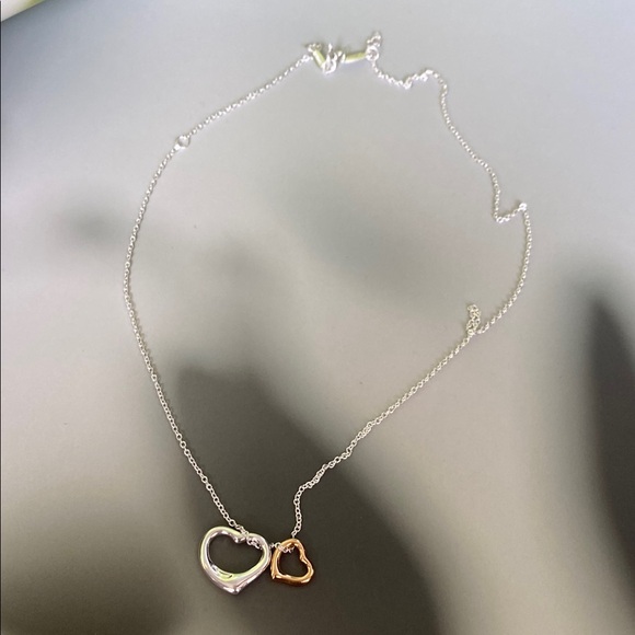 Tiffany & Co. Silver and Gold Double Heart Necklace - Picture 1 of 3